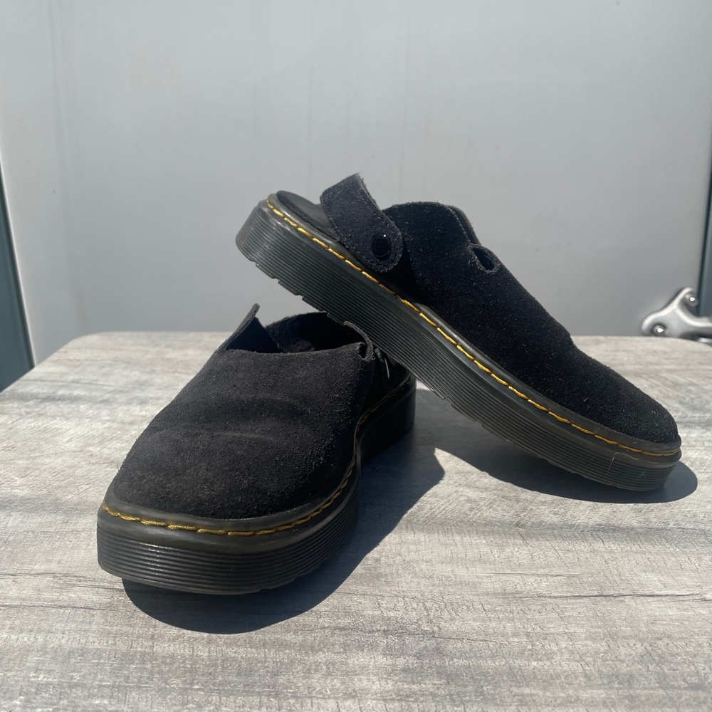 Dr. Martens Carlson Black Suede Mules Slingback Sandals Womens 6 Mens 5 EU 37